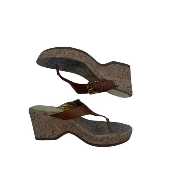 Lauren Ralph Lauren Oralee Cork Thong Wedge Women's Size 7 - Picture 4 of 10
